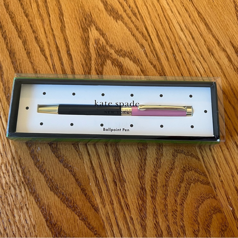 NIB Kate Spade Pink and Navy Color Block Ball Point Pen